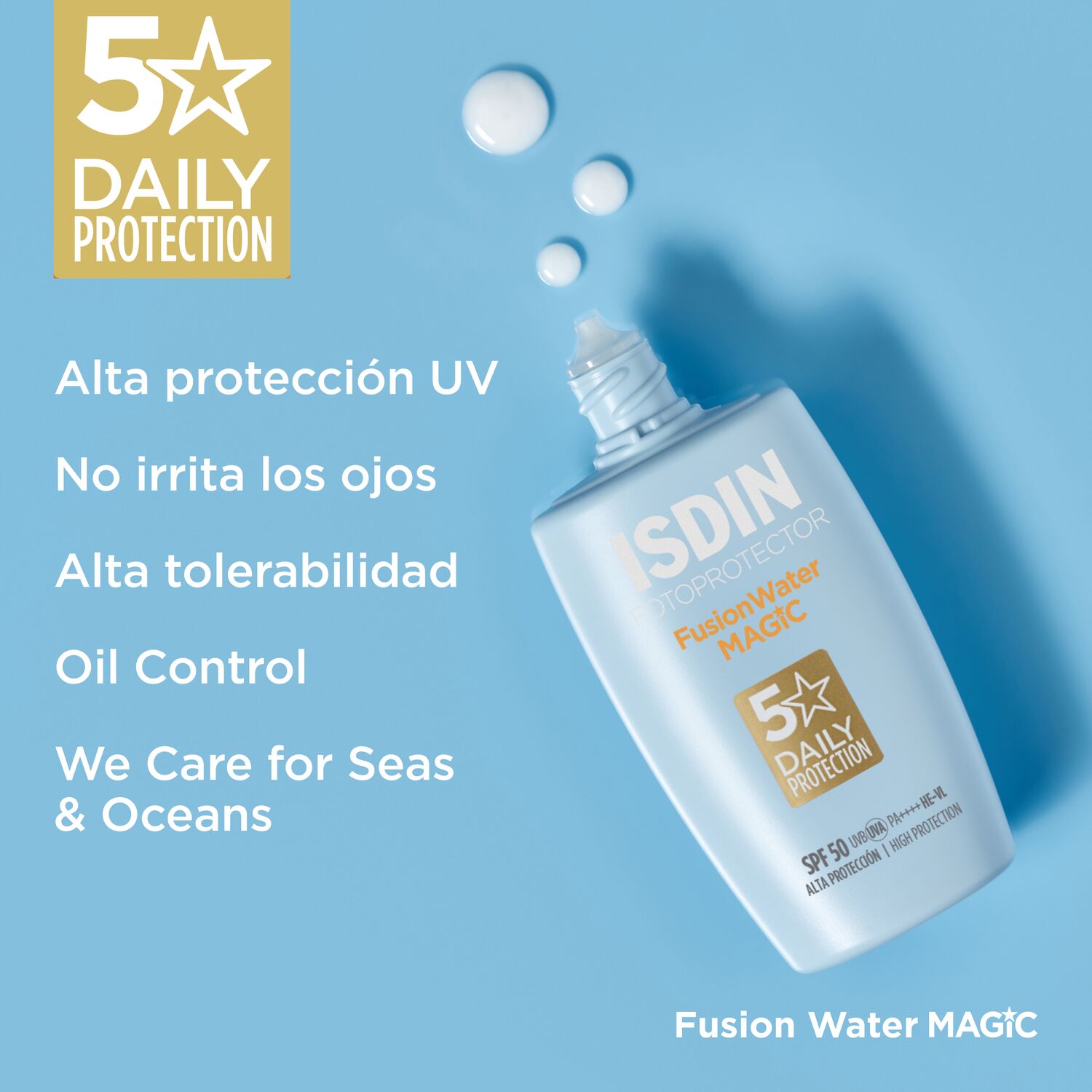 FOTOPROTECTOR ISDIN 50 FUSION WATER (PROTECTOR SOLAR FACIAL DE BASE ACUOSA)